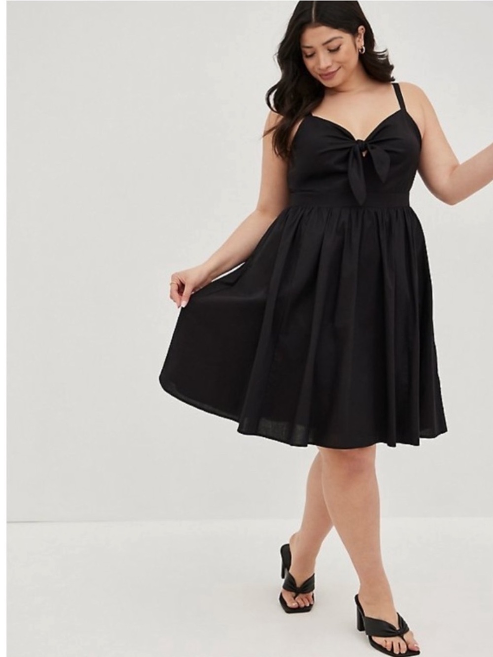 NWT Torrid 1X Black Poplin Tie Front Skater Dress